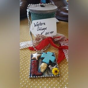 About 18" chain.  Western collage